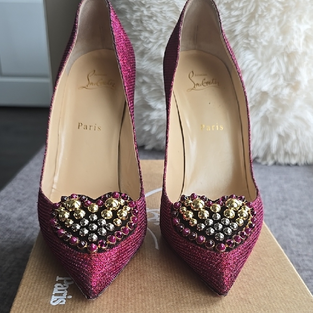Christian Louboutin Pink and Gold Heels